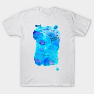 Sleepy Moon Watercolor T-Shirt